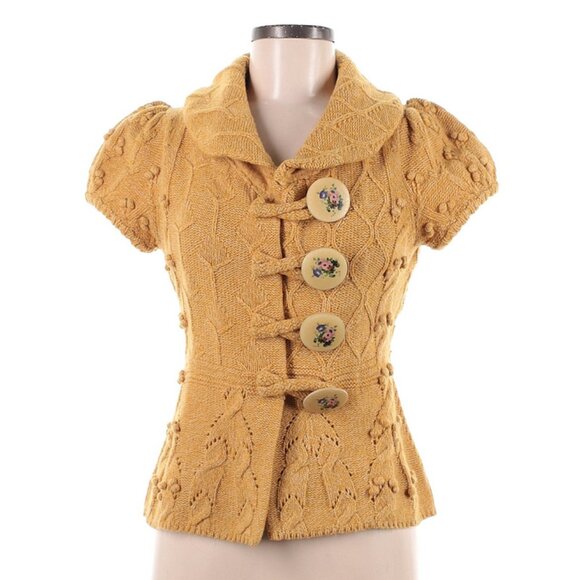 🍄 Leifsdottir Sylvan Scene CardiganMustard Puff Sleeve Knit